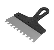 Шпатель из нержавеющей стали, 200 мм, зуб 10 х 10 мм, пластмассовая ручка Сибртех