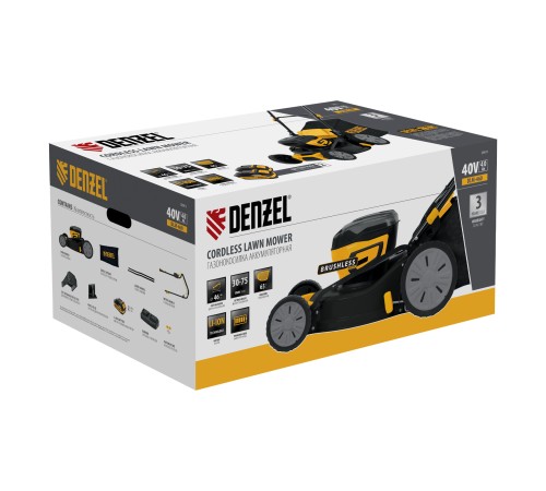 Газонокосилка аккумуляторная бесщет. DLM-460, 460 мм, травосб. 65 л., Li-Ion, 40 В Denzel