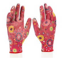 Перчатки садовые из полиэстера с нитрильным обливом, красные, M Palisad