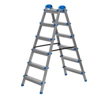 Стремянка двухсторонняя 6 ступеней, сталь профиль, стальные ступени, Сибртех