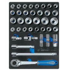 Набор торцевых головок 1/2" с принадлежностями, двенадцатигранные, ложемент, 37 предметов KING TONY 9-4037MRV01 Набор торцевых головок 1/2" с принадлежностями, двенадцатигранные, ложемент, 37 предметов KING TONY 9-4037MRV01