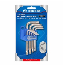 Набор Г-образных Torx, T10H-T50H, короткие, с отверстием, 9 предметов KING TONY 20409PR