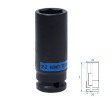 Головка торцевая ударная глубокая шестигранная 1/2", 22 мм KING TONY 443522M