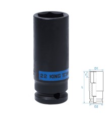 Головка торцевая ударная глубокая шестигранная 1/2", 22 мм KING TONY 443522M