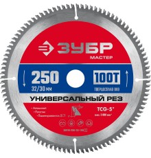 ЗУБР Универсальный рез, 250 x 32/30 мм, 100Т, пильный диск по алюминию (36916-250-32-100)
