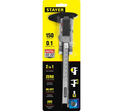 STAYER 150 мм, штангенциркуль электронный 34411-150 STAYER 150 мм, штангенциркуль электронный 34411-150