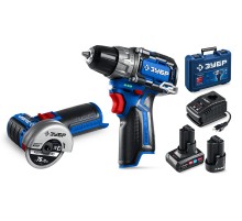 ЗУБР КОМПАКТ #5, набор: дрель-шуруповерт + мини УШМ, BRUSHLESS, 12 В, 45 Н·м, 2 АКБ тип Т7 (4 и 2 А·ч), кейс, Профессионал (DB-121-42AB)