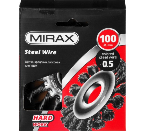 MIRAX Ø 100 мм, щетка-крацовка дисковая для УШМ 35140-100 MIRAX Ø 100 мм, щетка-крацовка дисковая для УШМ 35140-100