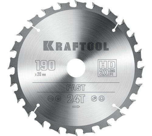 KRAFTOOL Fast, 190 х 20 мм, 24Т, пильный диск по дереву (36950-190-20) KRAFTOOL Fast, 190 х 20 мм, 24Т, пильный диск по дереву (36950-190-20)