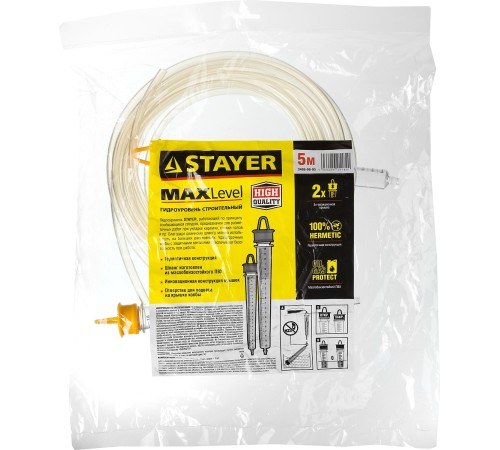 STAYER 5 м х 6 мм, гидроуровень строительный MAXLevel 3486-06-05 Master STAYER 5 м х 6 мм, гидроуровень строительный MAXLevel 3486-06-05 Master