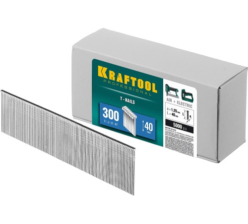 KRAFTOOL гвозди тип 300, 40 мм, гвозди для нейлера 31785-40 KRAFTOOL гвозди тип 300, 40 мм, гвозди для нейлера 31785-40