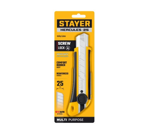 STAYER HERCULES-25, 25 мм, нож с винтовым фиксатором (09147) STAYER HERCULES-25, 25 мм, нож с винтовым фиксатором (09147)