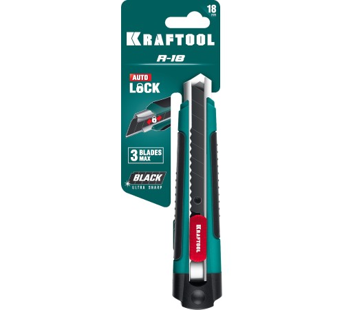 KRAFTOOL 18 мм, сегментированное лезвие, автостоп, нож универсальный 09199 Industrie KRAFTOOL 18 мм, сегментированное лезвие, автостоп, нож универсальный 09199 Industrie