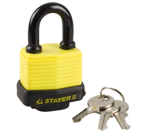 STAYER 50х28х45,5 мм, пластиковая защита корпуса, всепогодный, замок навесной 37140-40 STAYER 50х28х45,5 мм, пластиковая защита корпуса, всепогодный, замок навесной 37140-40