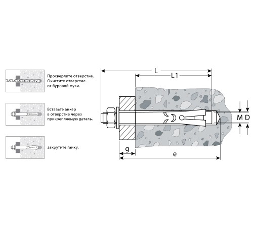 ЗУБР 10x77 мм, 40 шт., желтопассивированный, болт анкерный с гайкой 302342-10-077