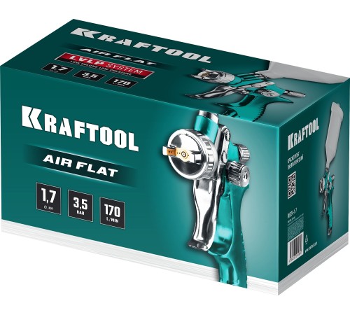 KRAFTOOL AirFlat, LVLP, 1.7 мм, пневматический краскопульт с верхним бачком (06524-1.7) KRAFTOOL AirFlat, LVLP, 1.7 мм, пневматический краскопульт с верхним бачком (06524-1.7)