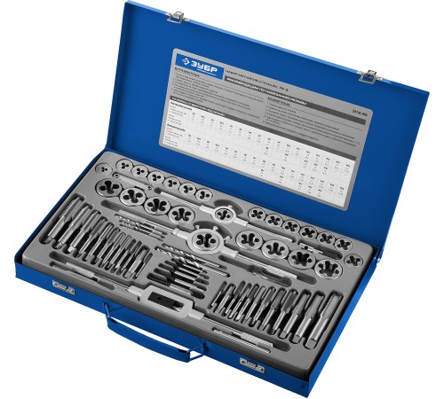 ЗУБР 35 предметов, Р6М5, набор метчиков и плашек 28110-H65 Профессионал