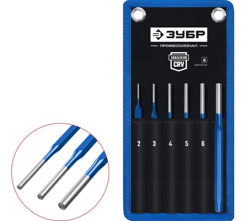 ЗУБР 6 предметов, набор шестигранных выколоток в чехле, Профессионал (21070-H6)