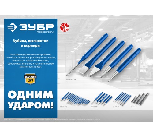 ЗУБР 6 предметов, набор шестигранных выколоток в чехле, Профессионал (21070-H6)