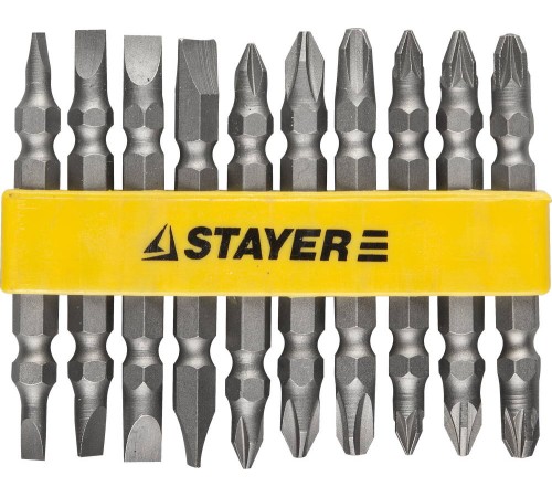 STAYER 10 шт., набор двусторонних битов 2605-H10_z01 STAYER 10 шт., набор двусторонних битов 2605-H10_z01