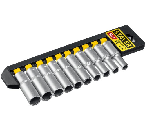 STAYER RSS 10LD, 10 предм., (1/2″), набор торцовых головок (27756-H10) STAYER RSS 10LD, 10 предм., (1/2″), набор торцовых головок (27756-H10)