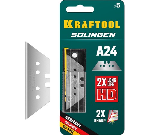 KRAFTOOL А24, 5 шт., лезвия трапециевидные SG-A24 09625-S5_z02 KRAFTOOL А24, 5 шт., лезвия трапециевидные SG-A24 09625-S5_z02