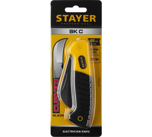 STAYER складной, изогнутое лезвие, нож монтерский SK-С 45409 Professional STAYER складной, изогнутое лезвие, нож монтерский SK-С 45409 Professional
