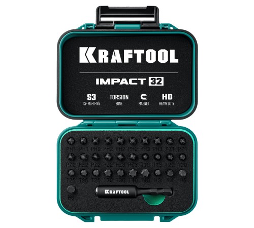 KRAFTOOL Impact-32, 32 шт, набор ударных бит (26066-H32)