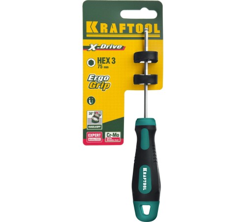 KRAFTOOL HEX Ball 3х75мм, отвертка слесарная 250075-3-075