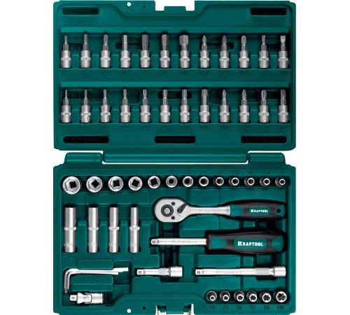 KRAFTOOL X-Drive, 57 предм., (1/4″), универсальный набор инструмента (27885-H57) KRAFTOOL X-Drive, 57 предм., (1/4″), универсальный набор инструмента (27885-H57)