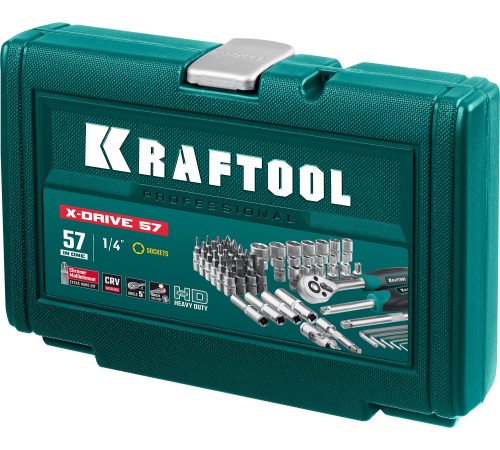KRAFTOOL X-Drive, 57 предм., (1/4″), универсальный набор инструмента (27885-H57) KRAFTOOL X-Drive, 57 предм., (1/4″), универсальный набор инструмента (27885-H57)