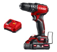 ЗУБР 20 В, 45 Н·м, 1 АКБ LMS (2 А·ч), бесщеточная ударная дрель-шуруповерт (ДБУ-45-21)