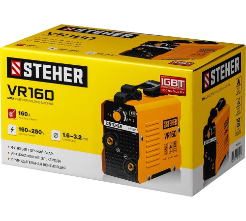 STEHER 160 А, ММА, сварочный аппарат инверторный VR-160 STEHER 160 А, ММА, сварочный аппарат инверторный VR-160
