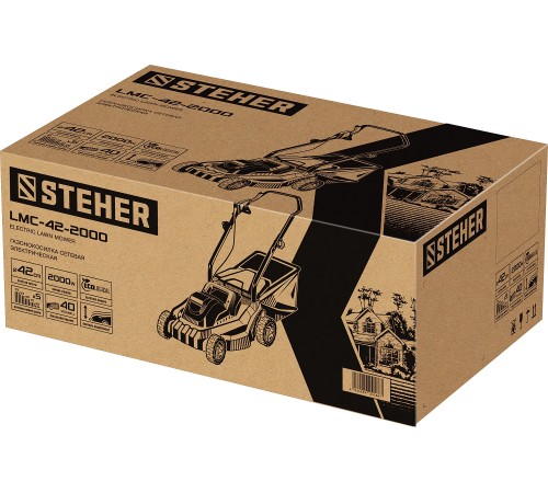 STEHER 2000 Вт, 420 мм, газонокосилка сетевая LMC-42-2000 STEHER 2000 Вт, 420 мм, газонокосилка сетевая LMC-42-2000