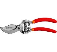 GRINDA G-5, 210 мм, высокоуглеродистая сталь, цельнокованый, эргономичные рукоятки, покрытие ПВХ, плоскостной секатор (423105)