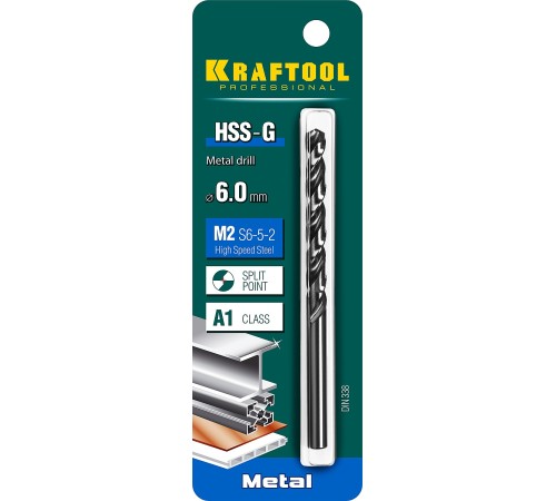 KRAFTOOL Ø 6 х 93 мм, HSS-G, сталь М2 (S6-5-2), класс A, сверло по металлу 29651-6 Pro KRAFTOOL Ø 6 х 93 мм, HSS-G, сталь М2 (S6-5-2), класс A, сверло по металлу 29651-6 Pro