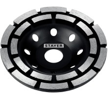 STAYER Double, d 125 мм, двухрядная алмазная шлифовальная чашка (33381-125)