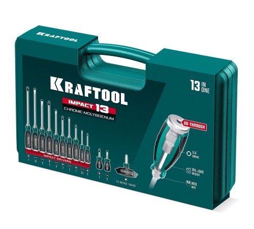 KRAFTOOL IMPACT 13 шт, сквозной стержень Cr-Mo, набор ударных отверток (25035) KRAFTOOL IMPACT 13 шт, сквозной стержень Cr-Mo, набор ударных отверток (25035)