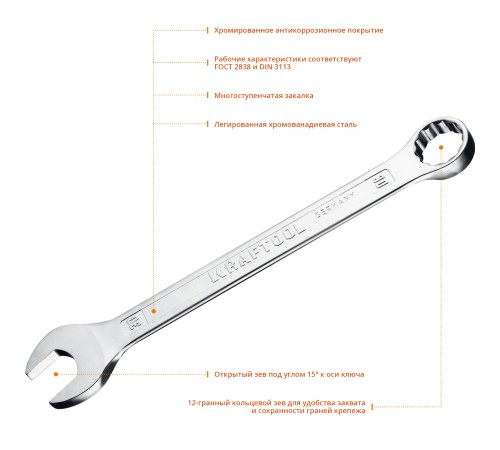 KRAFTOOL 30 мм, комбинированный гаечный ключ 27079-30_z01 KRAFTOOL 30 мм, комбинированный гаечный ключ 27079-30_z01