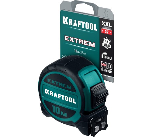 KRAFTOOL Extrem, 10 м х 32 мм, рулетка со сверх широким полотном (34127-10) KRAFTOOL Extrem, 10 м х 32 мм, рулетка со сверх широким полотном (34127-10)