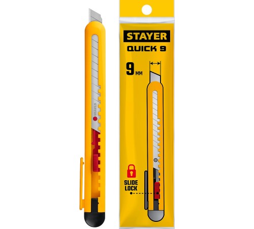 STAYER 9 мм, сегментированное лезвие, нож QUICK-9 0901_z01