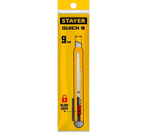 STAYER 9 мм, сегментированное лезвие, нож QUICK-9 0901_z01