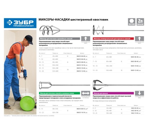 ЗУБР 100х600 мм, шестигранный хвостовик, миксер для красок 0602-10-60_z02 Профессионал