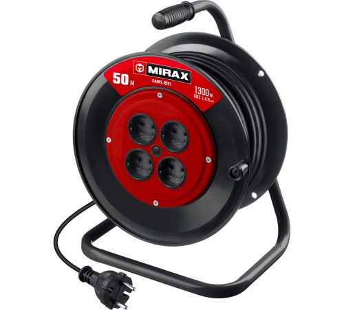 MIRAX ПВС, 2 х 0.75 мм2, 50 м, 1300 Вт, удлинитель на катушке (55052-50)