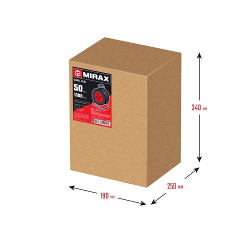 MIRAX ПВС, 2 х 0.75 мм2, 50 м, 1300 Вт, удлинитель на катушке (55052-50)