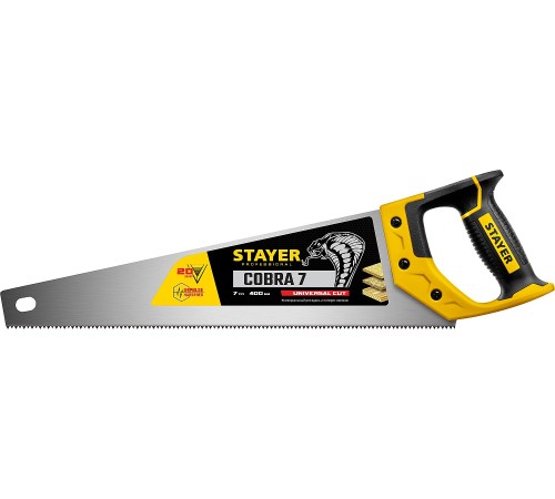STAYER 7 TPI, 400 мм, ножовка универсальная (пила) COBRA 7 1510-40_z02 Professional STAYER 7 TPI, 400 мм, ножовка универсальная (пила) COBRA 7 1510-40_z02 Professional