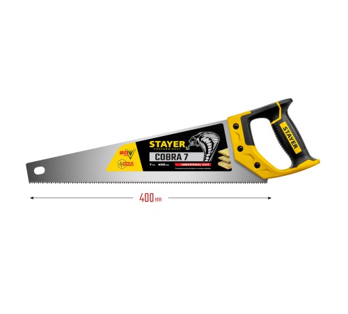 STAYER 7 TPI, 400 мм, ножовка универсальная (пила) COBRA 7 1510-40_z02 Professional STAYER 7 TPI, 400 мм, ножовка универсальная (пила) COBRA 7 1510-40_z02 Professional