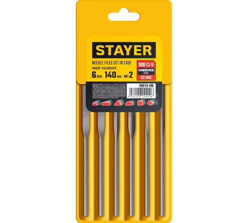STAYER 6 шт, 140 мм, в чехле, набор надфилей (16013-H6) STAYER 6 шт, 140 мм, в чехле, набор надфилей (16013-H6)