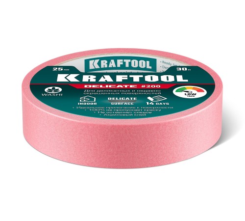 KRAFTOOL #200 Delicate 25 мм х 30 м, для деликатных и недавно окрашенных поверхностей, малярная лента (12102-25) KRAFTOOL #200 Delicate 25 мм х 30 м, для деликатных и недавно окрашенных поверхностей, малярная лента (12102-25)