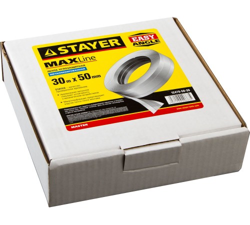 STAYER 50 мм х 30 м, металлизированная, лента углозащитная (скотч) 12478-50-30 STAYER 50 мм х 30 м, металлизированная, лента углозащитная (скотч) 12478-50-30